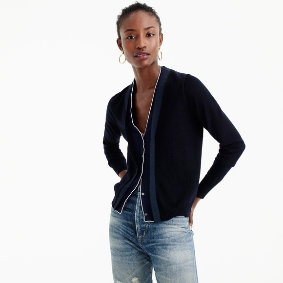 SOLD! J. Crew Harlow Cardigan Tipped Silk Underlay - Picture 2 of 8